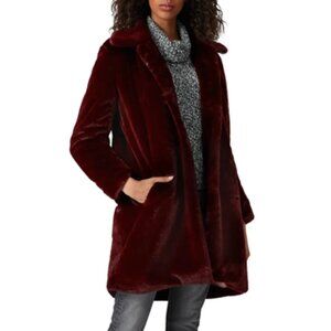 $297 WAVERLY GRAY Faux Fur Betty Jacket L burgundy